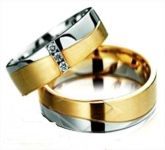 Aliança Prata 3 Banho Ouro 13Grs 7mm- 3 Brilhantes Zirconica